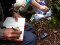 Noting GPS Coordinates of the Sifaka Groups. Photo by Sabrina Szeto.