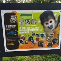 A sign near the entrance of Apenheul, explaining the many primate species in the park.