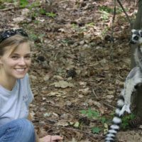 Author Katie Grogan with lemur catta