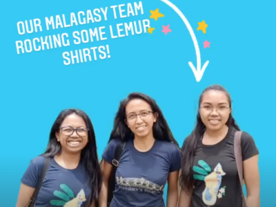 Our Malagasy team wearing some of the shirts designed by illustrators in our store.