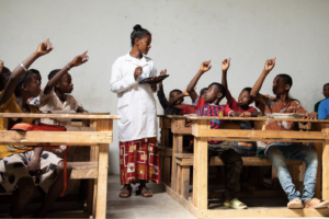 Beraketa primary school A teacher at Beraketa Primary School, using a tablet received as part of the Digital Learning component of SEED’s Project Masoandro.